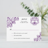 Elegante Lace Skull Calavera RSVP Card (Stehend Vorderseite)