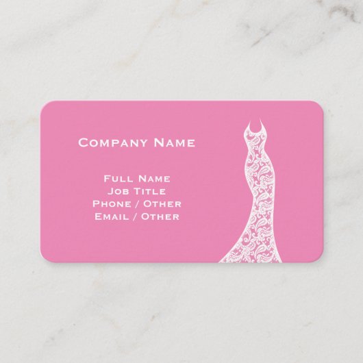 Elegante Lace Wedding Dress pink Visitenkarte (Vorderseite)