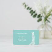 Elegante Lace Wedding Dress Türkis Business Card Visitenkarte (Stehend Vorderseite)