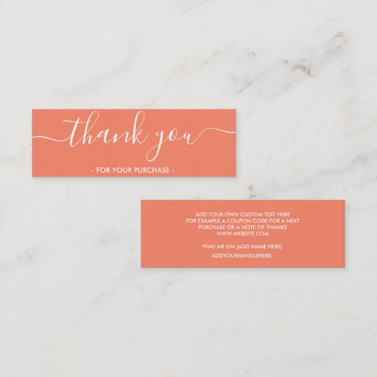 Elegante Lachs Business Vielen Dank Mini Visitenkarte (Vorne/Hinten)