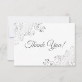 Elegante Lacy Silver & White Simple Wedding Dankeskarte (Vorderseite)