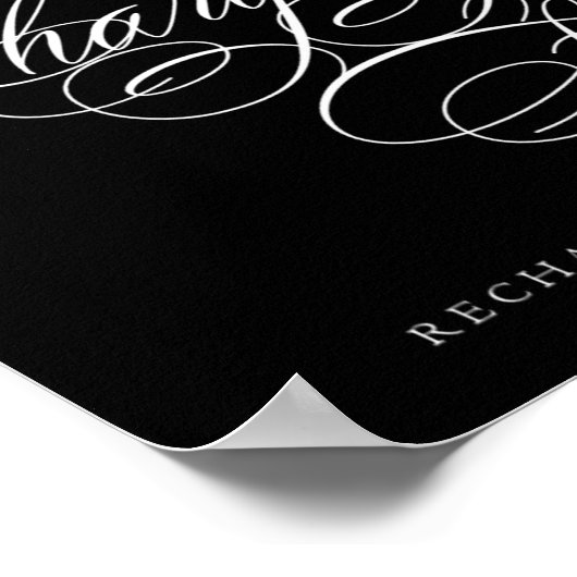 Elegante Ladestation - Weißes Skript | Tabellensig Poster (Ecke)