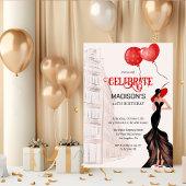 Elegante Lady and Balloons Geburtstag Einladung