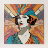 Elegante Lady Art Deco Inspiriertes Frauenportrait Puzzle (Vertikal)
