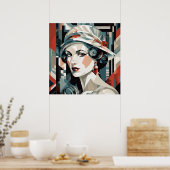 Elegante Lady Art Deco Liebhaber Poster (Küche)
