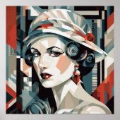 Elegante Lady Art Deco Liebhaber Poster (Vorne)