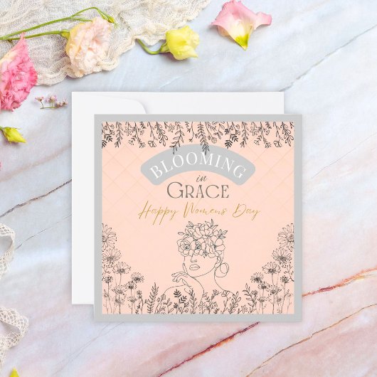 Elegante Lady Blooming in Grace Hair von Rose Rosa Mitteilungskarte