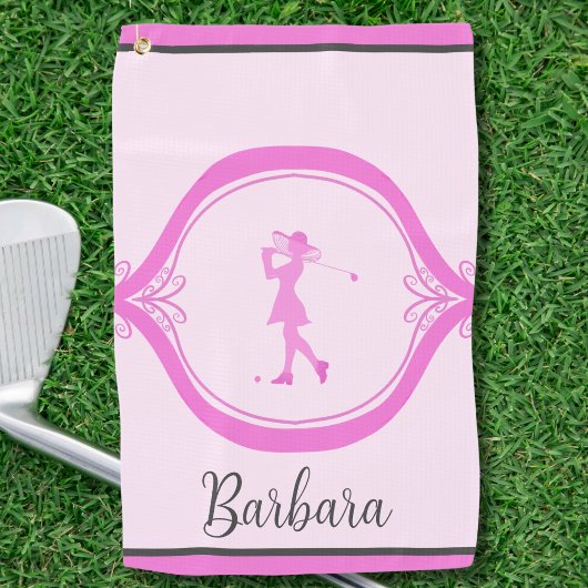 Elegante Lady Golfer Personalisiert Golfhandtuch