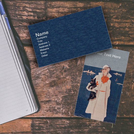 Elegante Lady in White von Ocean Black Scotty Dog Visitenkarte