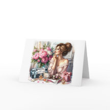 Elegante Lady Mother's Day Folded Holiday Card