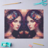 Elegante Lady Orange Pink Blue Flowers Decoupage Seidenpapier (Basteln)