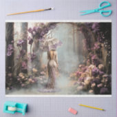 Elegante Lady Portrait Lila Parasol verzaubert Seidenpapier (Basteln)