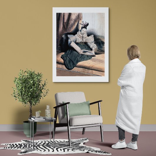 Elegante Lady Reading - Vintage Kunstdruckerei Poster