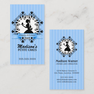 Elegante Lady Silhouette Cupcake Blue Visitenkarte