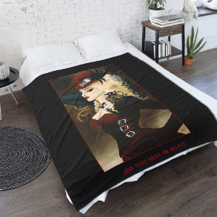 Elegante Lady Steampunk viktorianische rote Uhrwer Fleecedecke