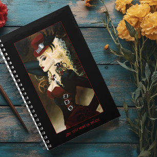 Elegante Lady Steampunk viktorianische rote Uhrwer Planer