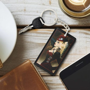 Elegante Lady Steampunk viktorianische rote Uhrwer Schlüsselanhänger