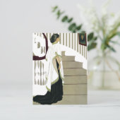 Elegante Lady Über die Treppe Postkarte (Stehend Vorderseite)