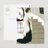 Elegante Lady Über die Treppe Postkarte (Vorne/Hinten)