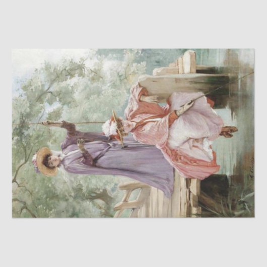 Elegante Ladys Angeln auf Anker in Natur Entdeckun Seidenpapier (Vorderseite)