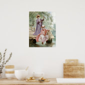 Elegante Ladys Angeln auf dem Dock in Nature Vinta Poster (Küche)