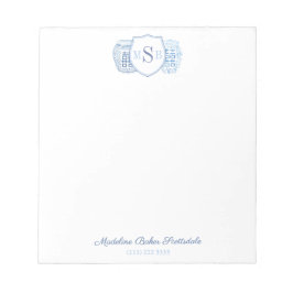 Elegante Ladys Ginger Jar Blue und White Monogram Notizblock