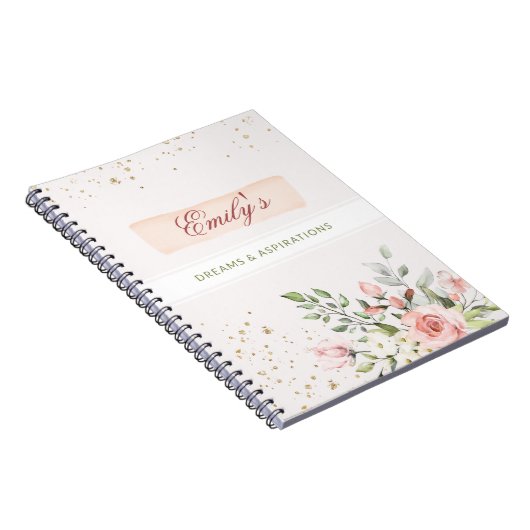 Elegante Ladys Girly Diary Floral Pastel Pink Chic Notizblock (Rechte Seite)