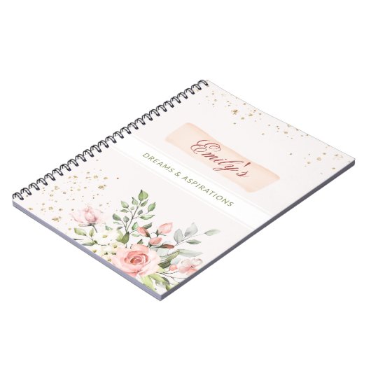 Elegante Ladys Girly Diary Floral Pastel Pink Chic Notizblock (Linke Seite)