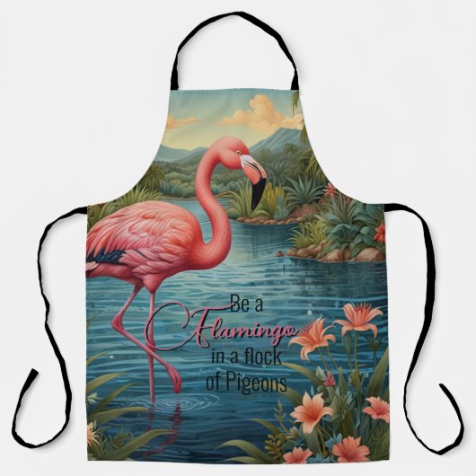 Elegante Lagune mit rosa Flamingo tropisches Parad Schürze (Vorderseite)