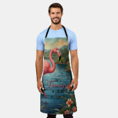 Elegante Lagune mit rosa Flamingo tropisches Parad Schürze (Getragen)