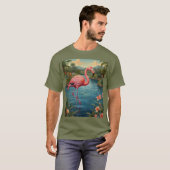 Elegante Lagune mit rosa Flamingo tropisches Parad T-Shirt (Vorne ganz)