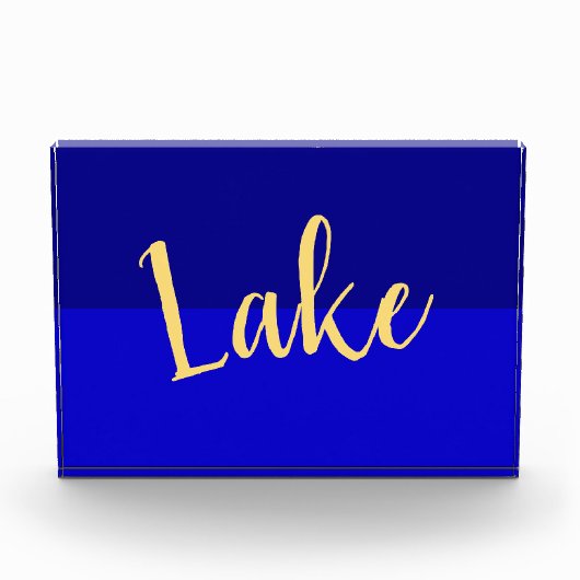 Elegante Lake Script Iconic Deep Royal Summer Blue Fotoblock (Vorderseite)