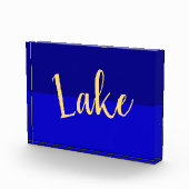 Elegante Lake Script Iconic Deep Royal Summer Blue Fotoblock (Rechts)