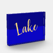 Elegante Lake Script Iconic Deep Royal Summer Blue Fotoblock (Links)