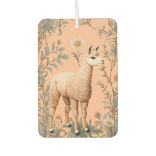 Elegante Lama und Daisy Blume auf Peach Autolufterfrischer