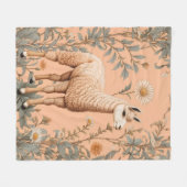 Elegante Lama und Daisy Blume auf Peach Fleecedecke (Vorderseite (Horizontal))