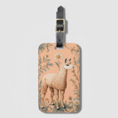 Elegante Lama und Daisy Blume auf Peach Gepäckanhänger (Vorderseite Vertikal)