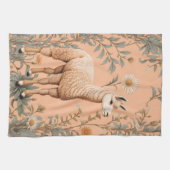 Elegante Lama und Daisy Blume auf Peach Geschirrtuch (Horizontal)