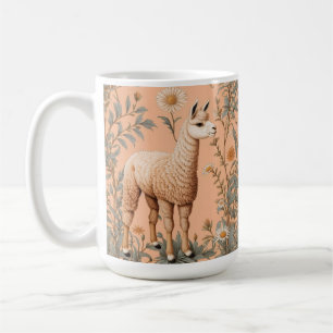 Elegante Lama und Daisy Blume auf Peach Kaffeetasse