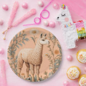 Elegante Lama und Daisy Blume auf Peach Pappteller (Party)