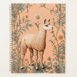 Elegante Lama und Daisy Blume auf Peach Planer