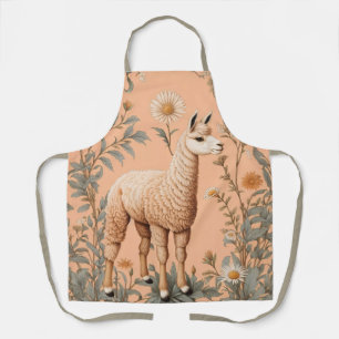 Elegante Lama und Daisy Blume auf Peach Schürze