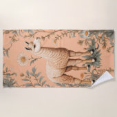 Elegante Lama und Daisy Blume auf Peach Strandtuch (Vorderseite)