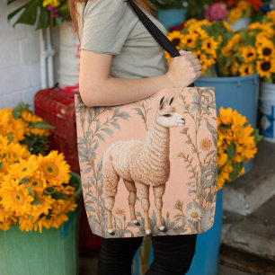 Elegante Lama und Daisy Blume auf Peach Tasche