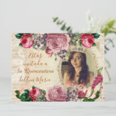 Elegante lamentable de la Quinceanera Einladung (Stehend Vorderseite)