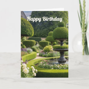 Elegante Landgarten-Topiary-Brunnen-Geburtstag Karte
