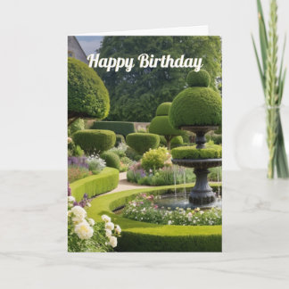 Elegante Landgarten-Topiary-Brunnen-Geburtstag Karte