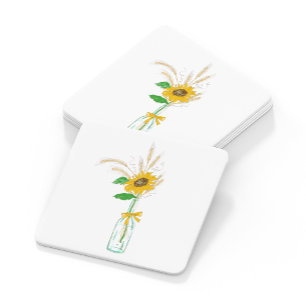 Elegante ländliche gelbe Sonnenblumen-Hochzeit Rechteckiger Pappuntersetzer