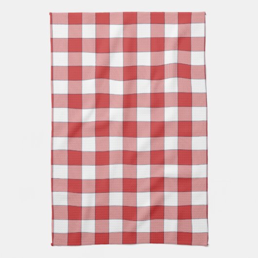 Elegante Landschaft Picnic White Red Checkered Geschirrtuch (Vertikal)