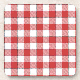 Elegante Landschaft Picnic White Red Checkered Getränkeuntersetzer